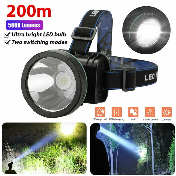 Waterproof T6 LED Super Bright Head Torch Headlight Rechargeable Headlamp Fish